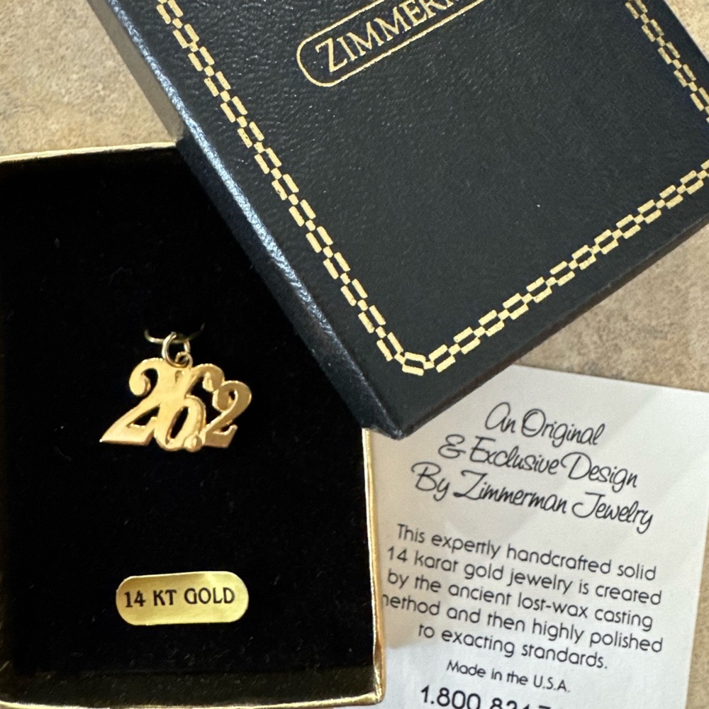Zimmerman 14 KT Gold Marathon Charm, 26.2